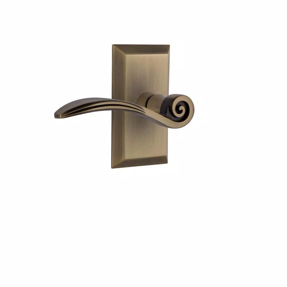 Nostalgic Warehouse Swan Passage Door Lever, Antique Brass, 2-3/4 in. Backset