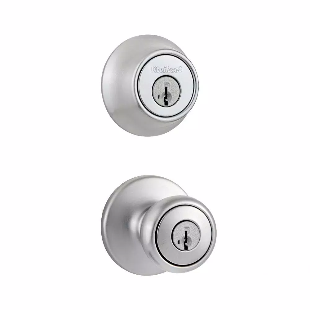 Kwikset Tylo Satin Chrome Single Cylinder Door Knob Combo Pack with SmartKey Security