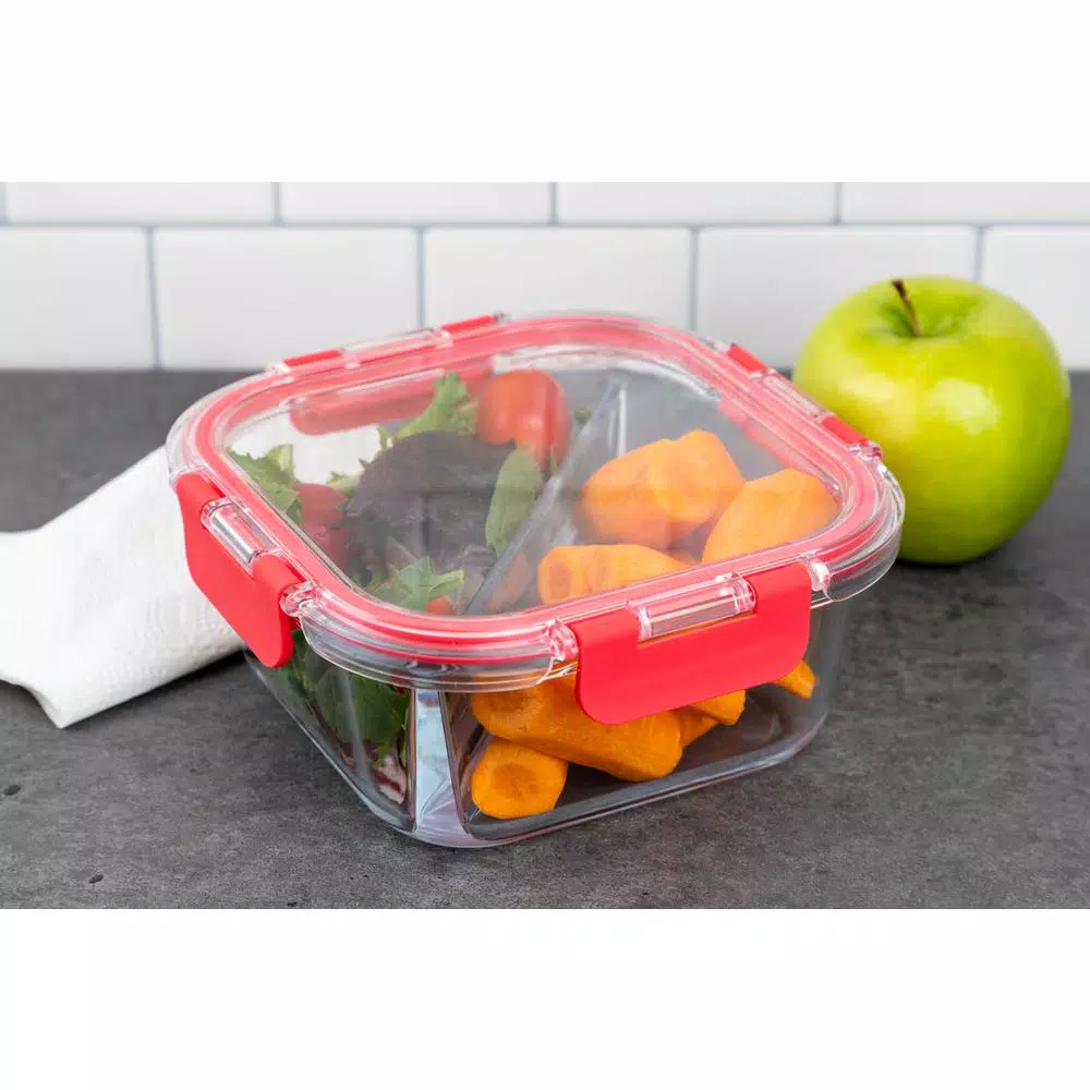 Core Kitchens 23 oz. Divided Glass Food Storage Container Set with Lids, 2-Pack