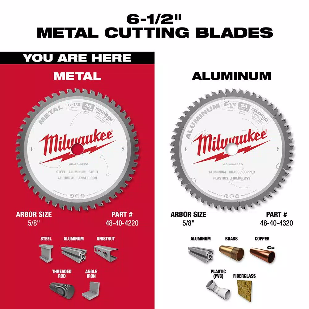 Milwaukee 6-1/2 in. 48T Carbide Metal Cutting Circular Saw Blade