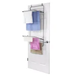 Home Basics 10-Bar Over-the-Door Towel Rack, Collapsible Steel Storage Organizer, Grey thumbnail 3