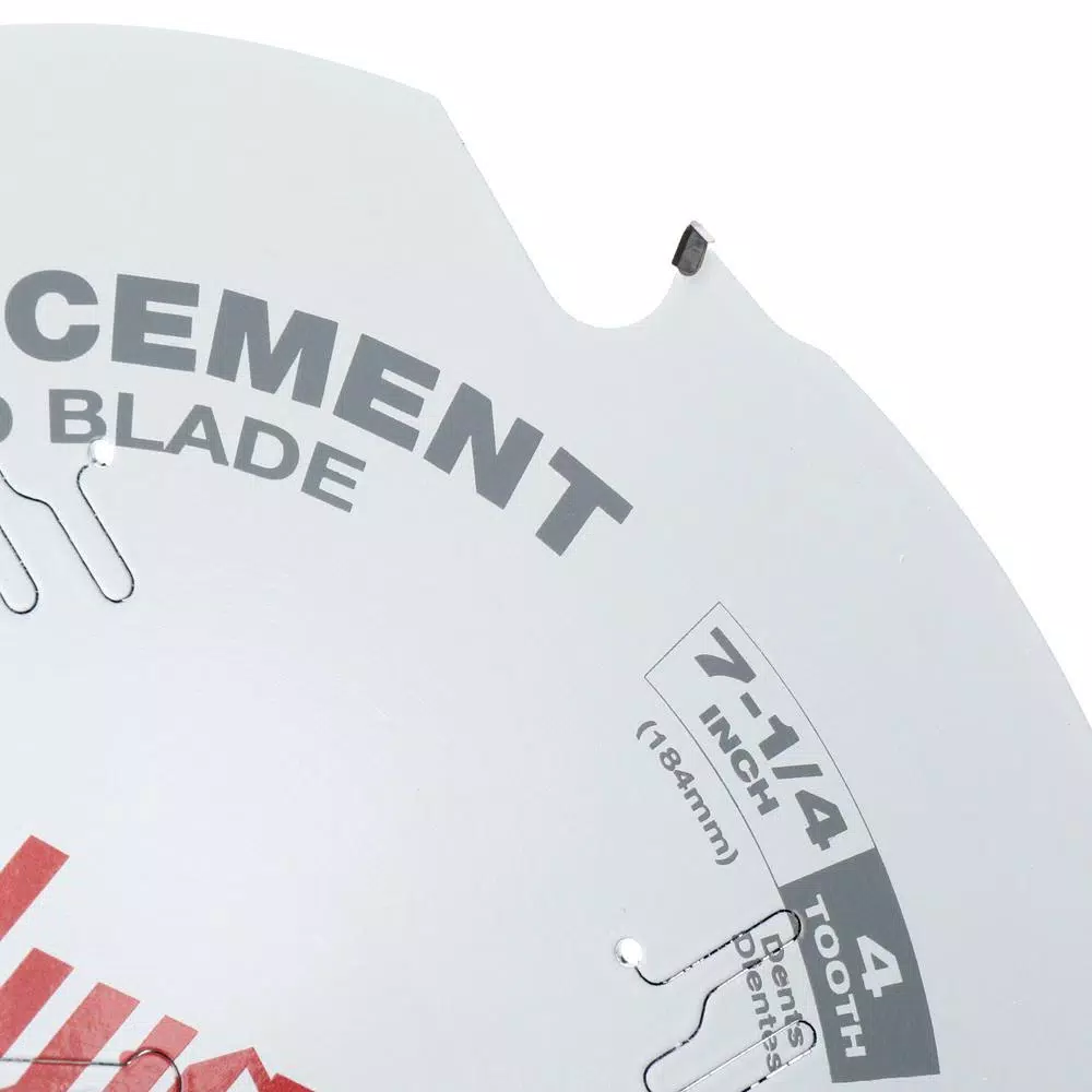 Milwaukee 7-1/4 in. PCD Tipped Fiber Cement Circular Saw Blade, 4-Tooth