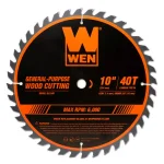 WEN 10 in. 40-Tooth Carbide-Tipped Woodworking Saw Blade for Miter and Table Saws thumbnail 1