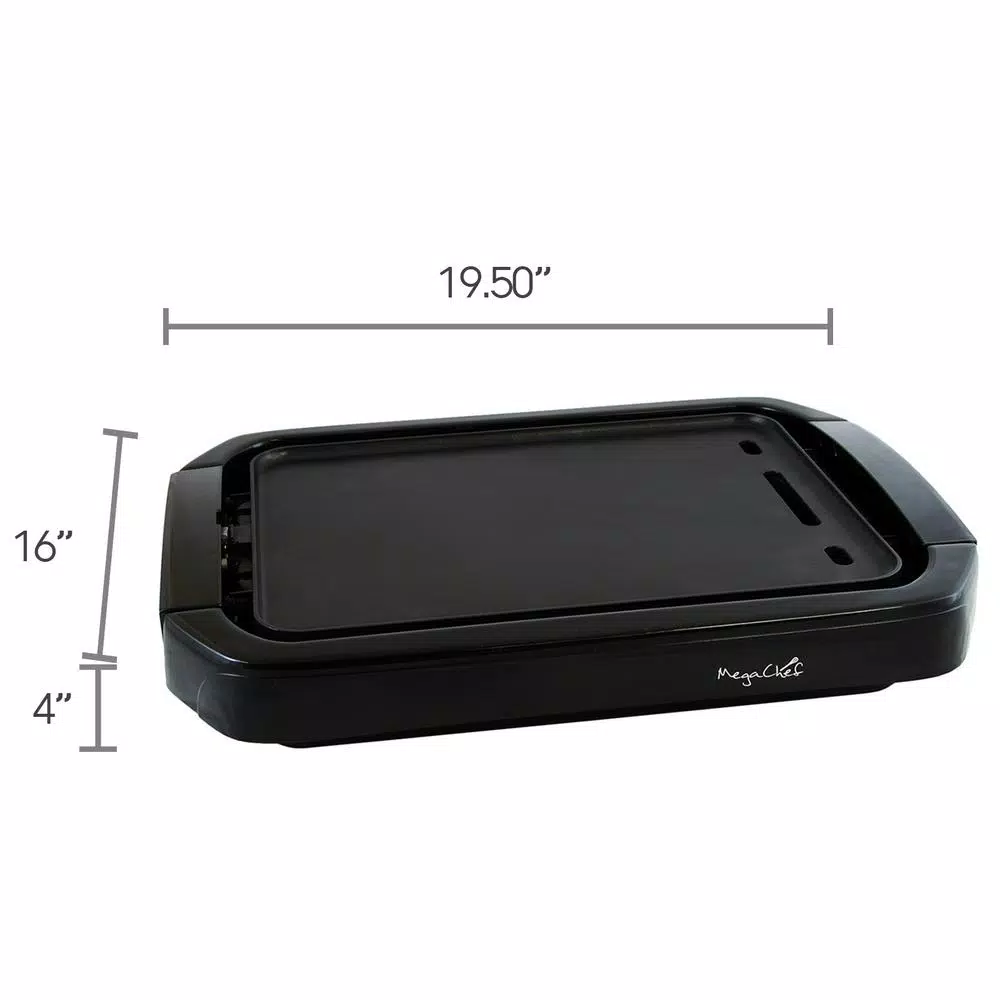 MegaChef 165 sq. in. Reversible Indoor Grill and Griddle, 1200W, Black