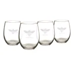 Cathy's Concepts Bee Thankful Stemless Wine Glasses, Set of 4, 21 oz. Hand-Blown Glassware thumbnail 1