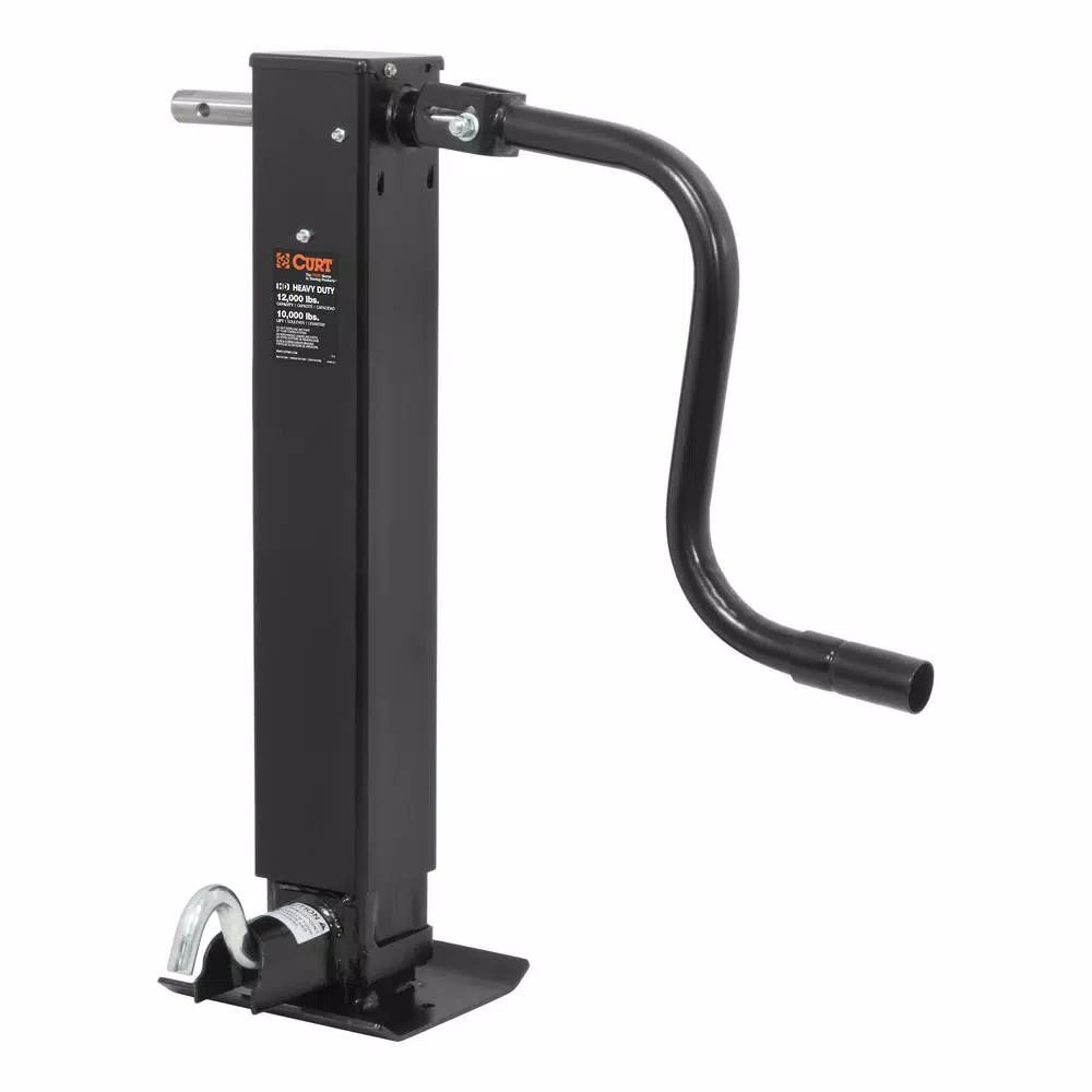 CURT Direct-Weld Square Trailer Jack with Side Handle, 12,000 lbs. Support, 12.5 in. Travel