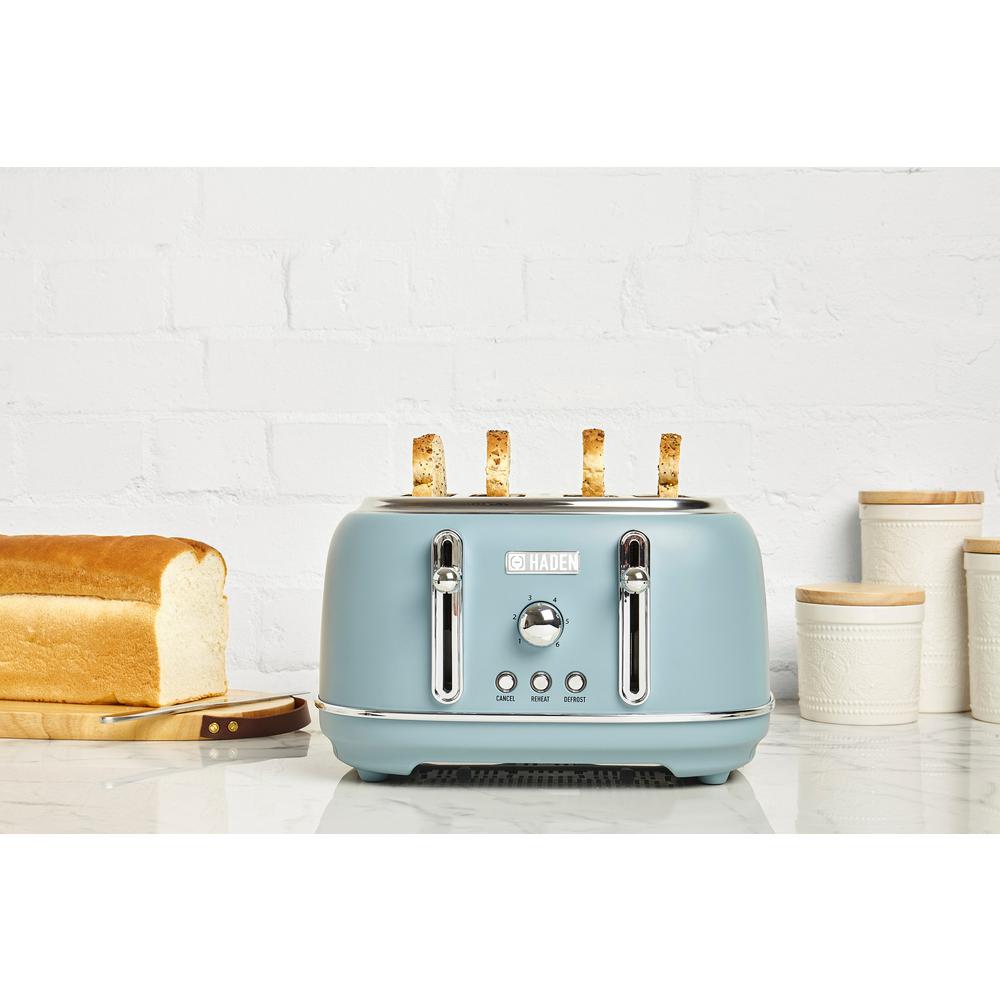 Haden Highclere 4-Slice Wide Slot Retro Toaster, Pool Blue