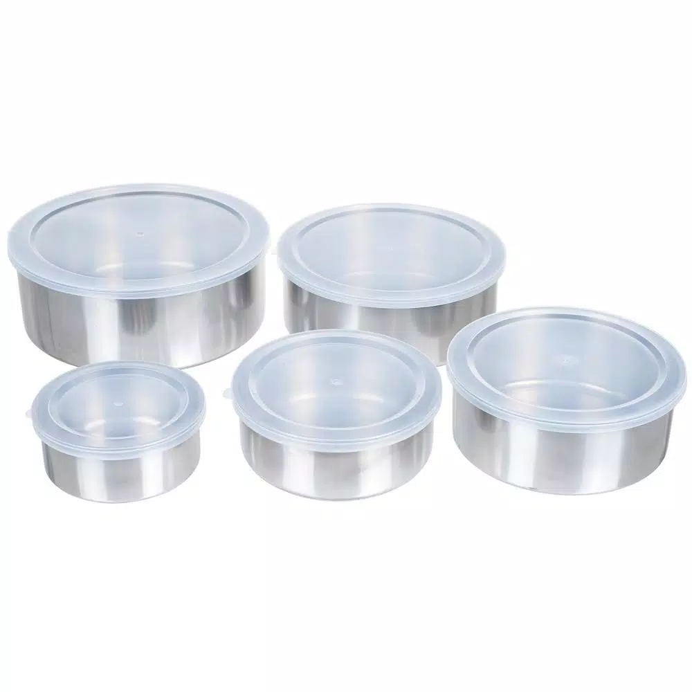 Chef Buddy 5-Piece Stainless Steel Nesting Bowl Set with Airtight Lids