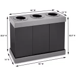 Alpine Industries 28 Gal. Black Corrugated Plastic 3-Compartment Indoor Trash and Recycling Bin thumbnail 5