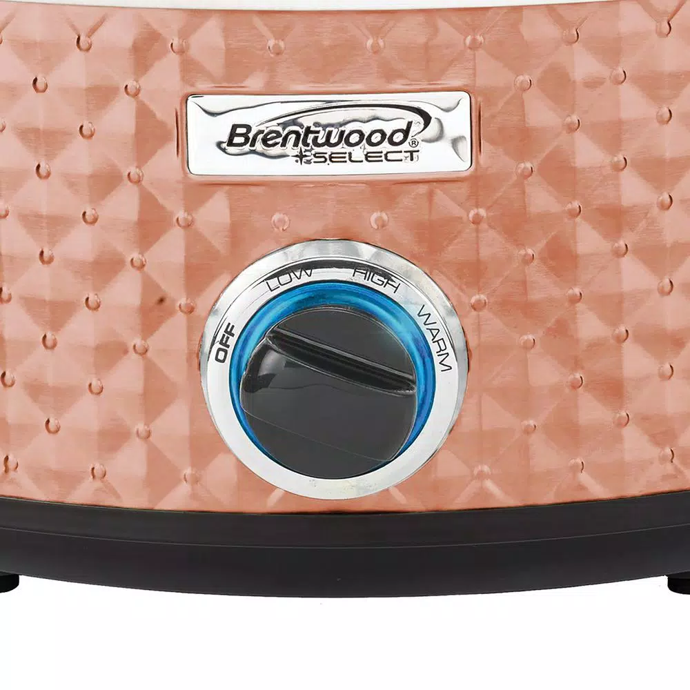 Brentwood Appliances 7 Qt. Copper Slow Cooker with Removable Ceramic Pot and Tempered Glass Lid