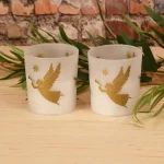 LUMABASE Gold Angels Battery Operated LED Candles with Timer, Frosted Glass and Genuine Wax, 2-Count thumbnail 2