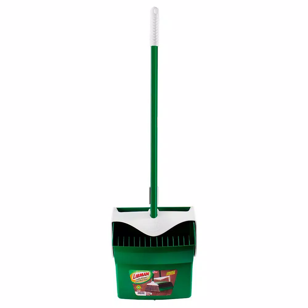 Libman Lobby Broom and Dustpan Set with Upright Handle, Green