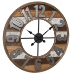 Pinnacle 33 in. Rustic Reclaimed Wood and Metal Round Wall Clock - Farmhouse Style thumbnail 3