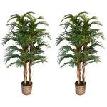VINTAGE HOME 60 in. Artificial Palm Tree with Bamboo Wicker Planter (Set of 2) thumbnail 1