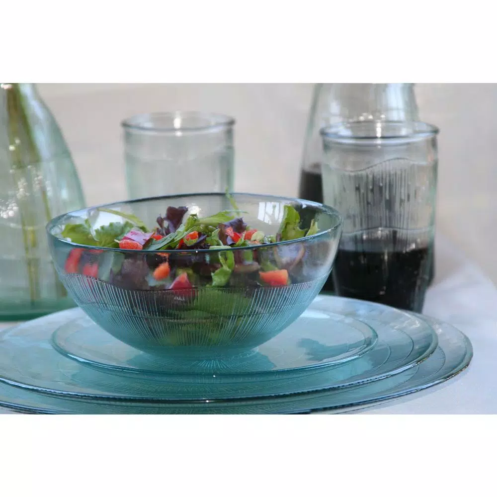 French Home Birch 12-Piece Recycled Glass Dinnerware Set, Clear, Service for 4