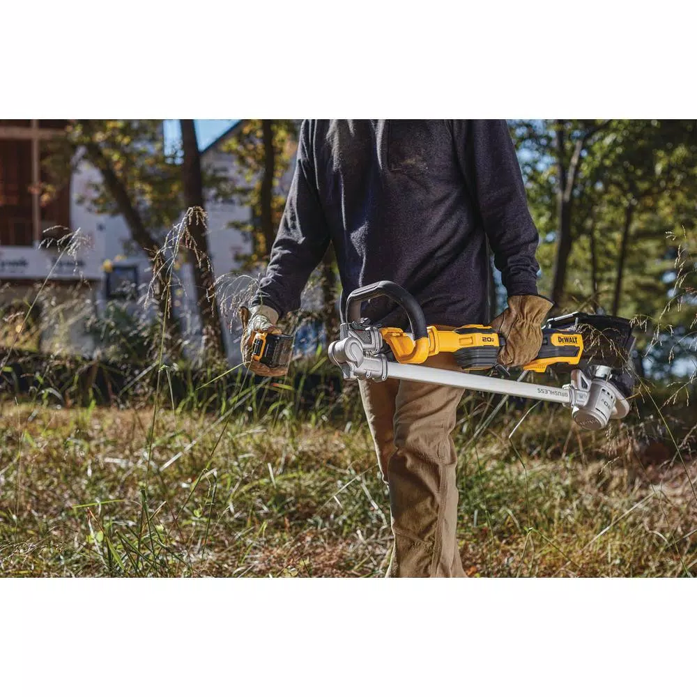 DEWALT 20V MAX Cordless Brushless String Trimmer Kit with 5 Ah Battery, Charger, and 225 ft. Replacement Line