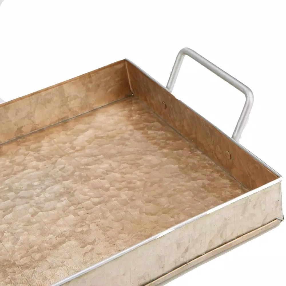 Mind Reader Copper Plated Galvanized Steel Rectangular Serving Tray with Handles, Brown