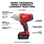 Milwaukee M18 1/2 in. High-Torque Impact Wrench Kit with (2) 3.0 Ah Batteries, Charger & Case thumbnail 3