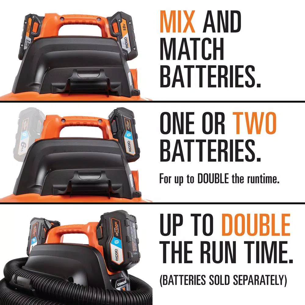RIDGID 18V Cordless 9 Gal. Wet/Dry Shop Vacuum (Tool Only) with Hose and Accessories