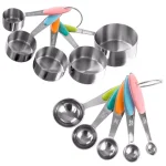 Classic Cuisine 10-Piece Stainless Steel Measuring Cups and Spoons Set with Silicone Handles thumbnail 1
