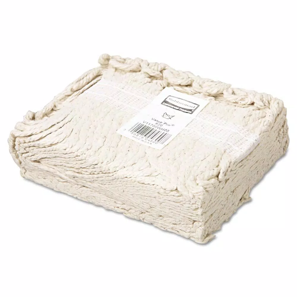 Rubbermaid Commercial Products Rubbermaid Commercial Value-Pro 20 oz. Cut-End Cotton Wet Mop Head, White (12/Carton)