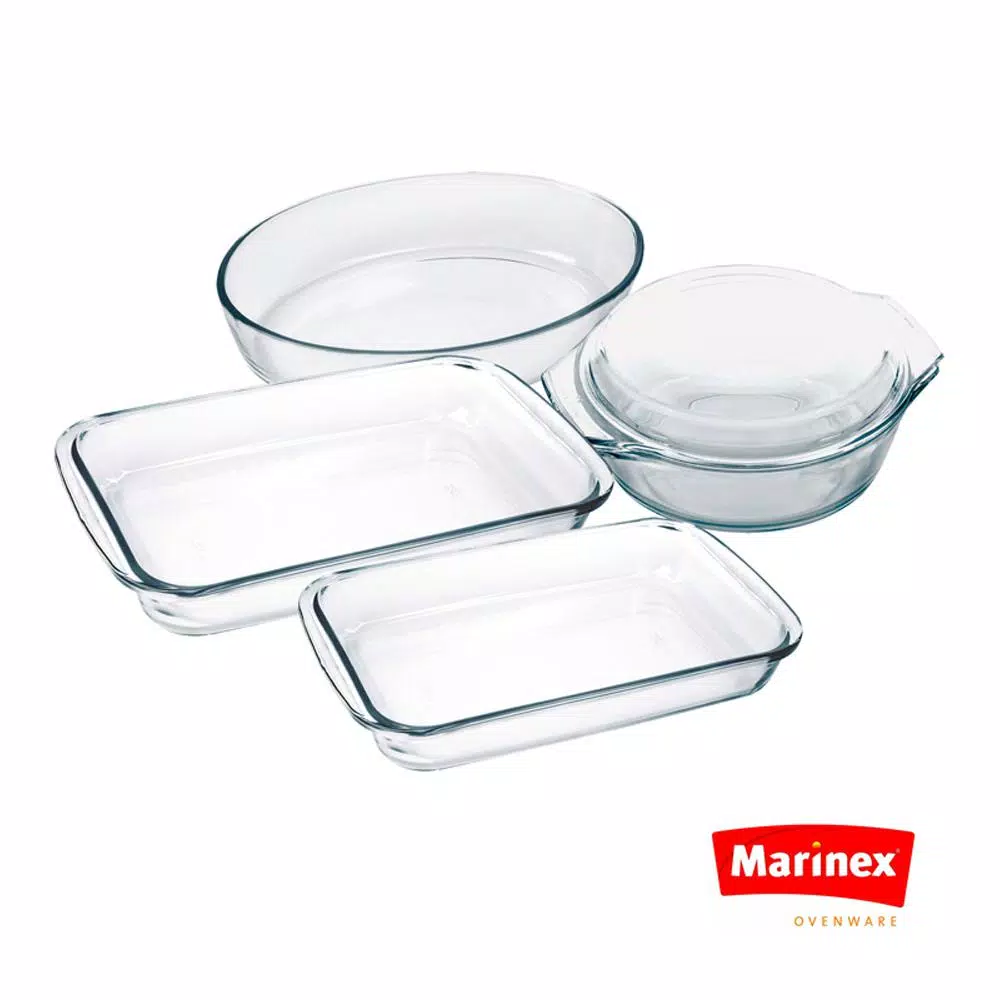 Marinex 5-Piece Borosilicate Glass Bakeware Set - Oven, Microwave & Freezer Safe