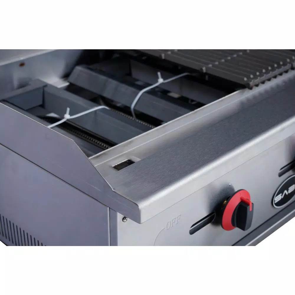 SABA 36 in. Stainless Steel Gas Cooktop Charbroiler with 3 Burners