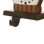 Glitzhome 6.5 in. Snowman Head Wooden and Metal Stocking Holder, Festive Holiday Decor thumbnail 4