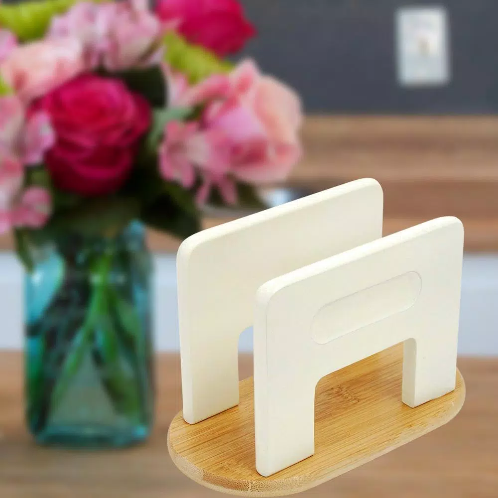 Creative Home Natural Bamboo Napkin Holder - Off White Tabletop Tissue Dispenser