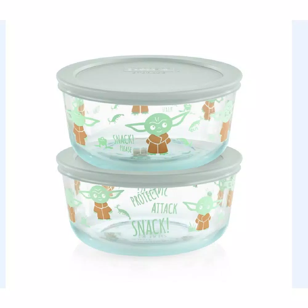 Pyrex Star Wars The Child 4-Piece Decorated Glass Food Storage Container Set with Lids