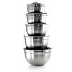 MegaChef MegaChaf 5-Piece Stainless Steel Mixing Bowl Set with Lids thumbnail 1