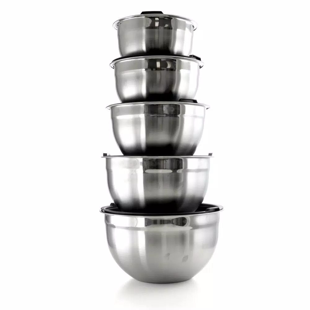 MegaChef MegaChaf 5-Piece Stainless Steel Mixing Bowl Set with Lids