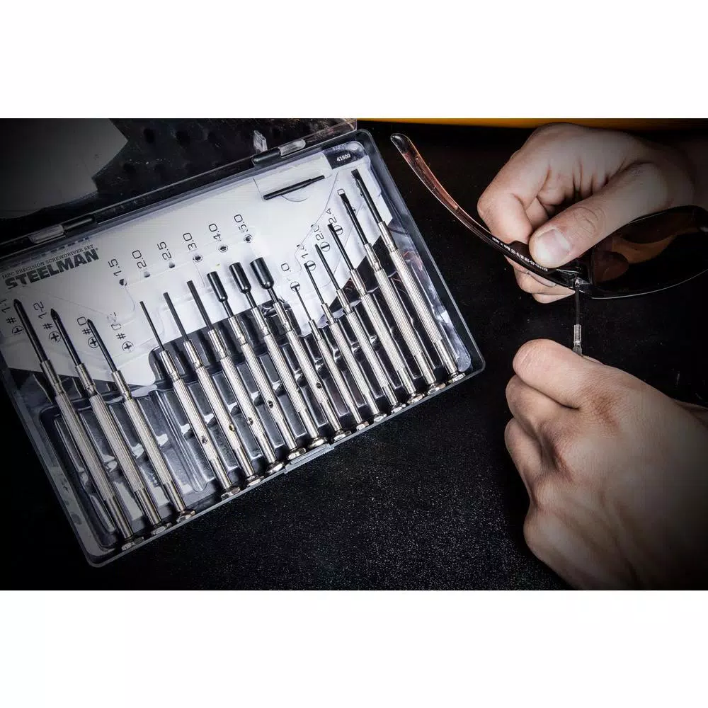 Steelman 41800 Precision Steel Shaft Screwdriver Set, 16-Piece Combination Kit