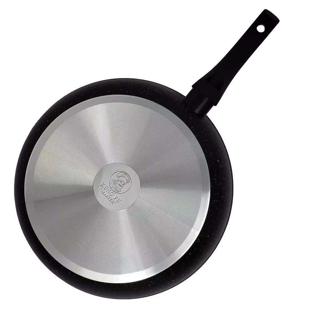 LavoHome Royal Marble 3-Piece Nonstick Forged Aluminum Frying Pan Set, Black