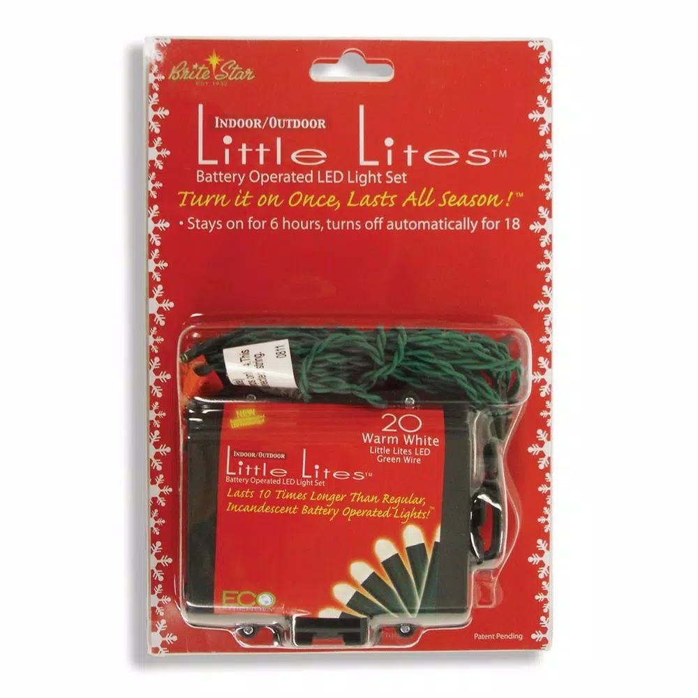 Brite Star 20-Light Battery Operated LED Warm White Mini String Lights with Timer