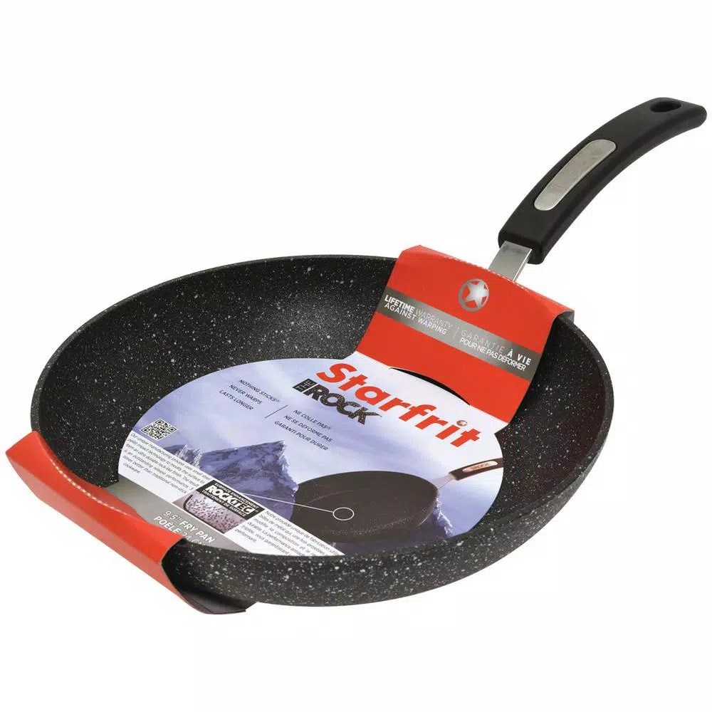 Starfrit Rock 9.5 in. Nonstick Aluminum Fry Pan with Bakelite Handle, Black