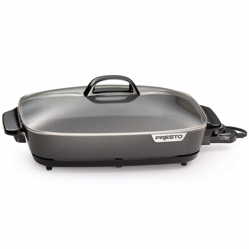 Presto SlimLine 16 in. Black Non-Stick Electric Skillet with Heavy Cast Aluminum Pan