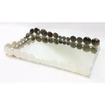 Elegance 19 x 11.5 in. Rectangular Mirror Serving Tray with Chrome Steel Frame thumbnail 2
