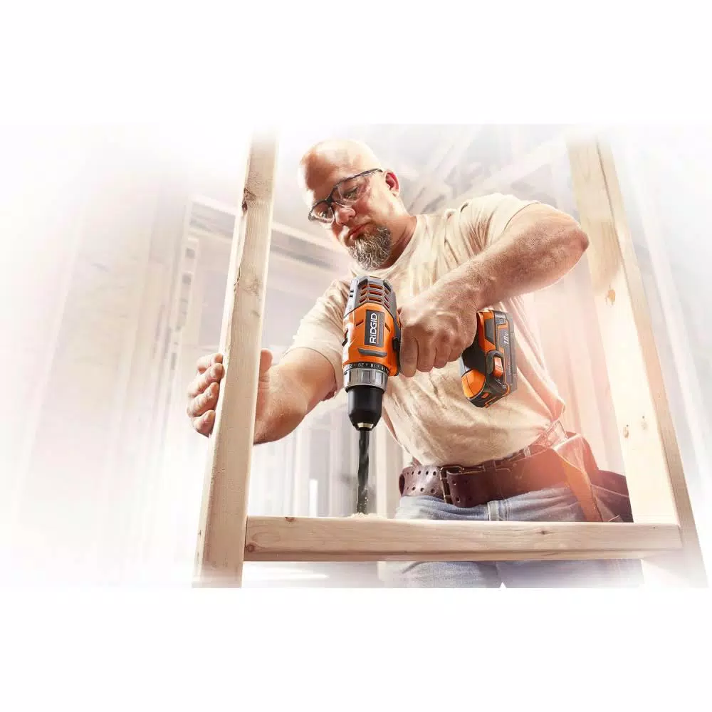 RIDGID 18V Cordless 1/2 in. Compact 2-Speed Drill/Driver Kit with 2 Ah Battery, Charger, and Tool Bag