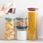 BergHOFF Leo Glass Covered Container Set with Scoop and Pasta Dispenser, 4-Piece Stackable Set thumbnail 1