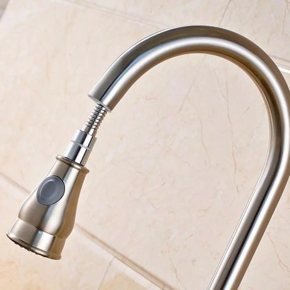 Vanity Art Brushed Nickel Single-Handle Pull-Down Kitchen Faucet with 360 Degree Swivel Spout