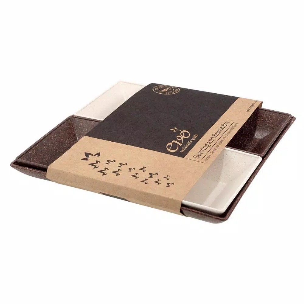 Unbranded EVO Sustainable Goods Dark Brown Wood-Plastic Composite Serving & Snack Set, 5-Piece