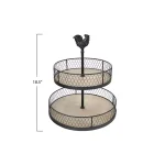3R Studios Black Metal 2-Tier Decorative Rooster Tiered Tray - Farmhouse Style thumbnail 2