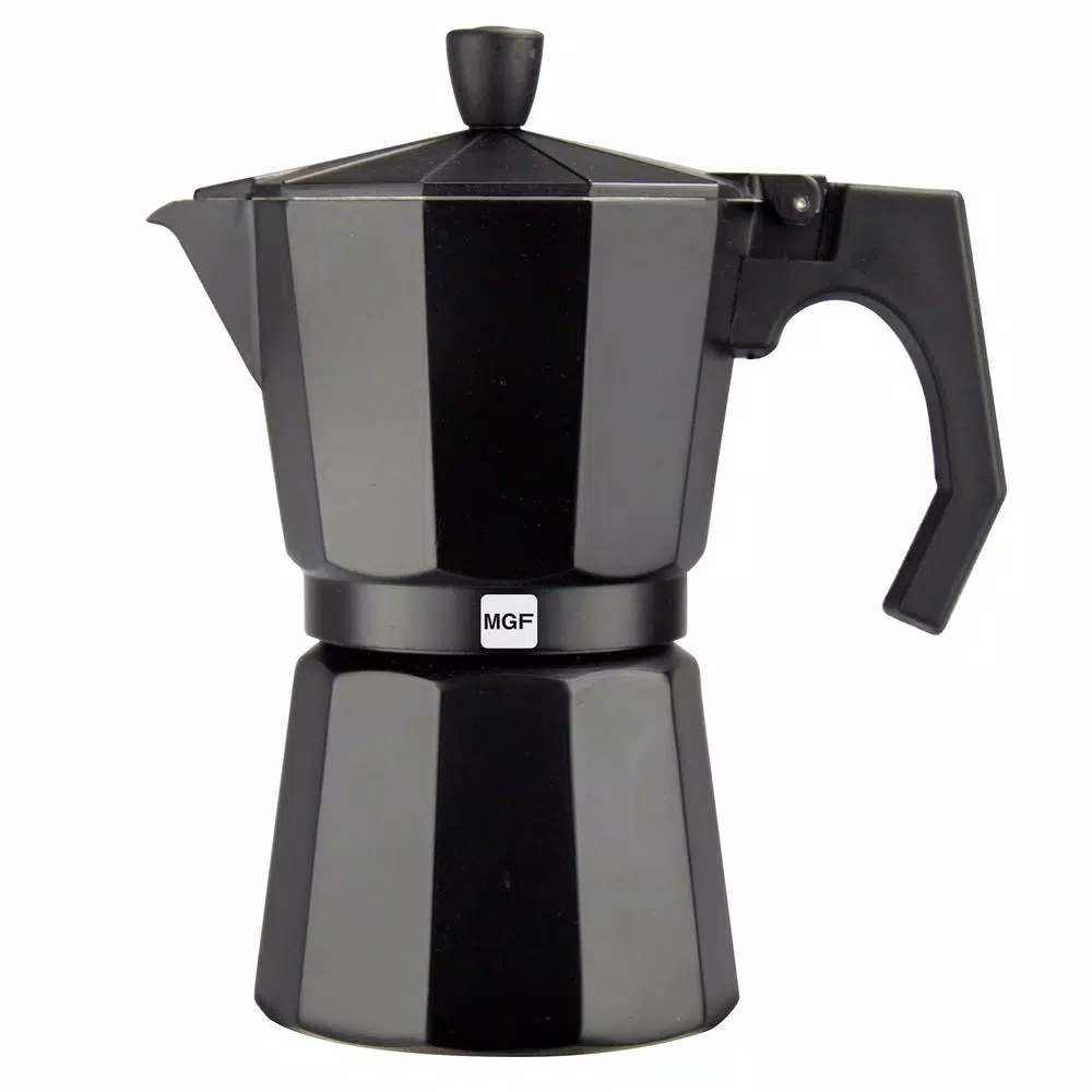 Magefesa Kenia Noir 9-Cup Aluminum Espresso Maker - Black Stovetop Moka Pot