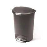 simplehuman 13 Gal. Semi-Round Plastic Step Trash Can, Grey thumbnail 1