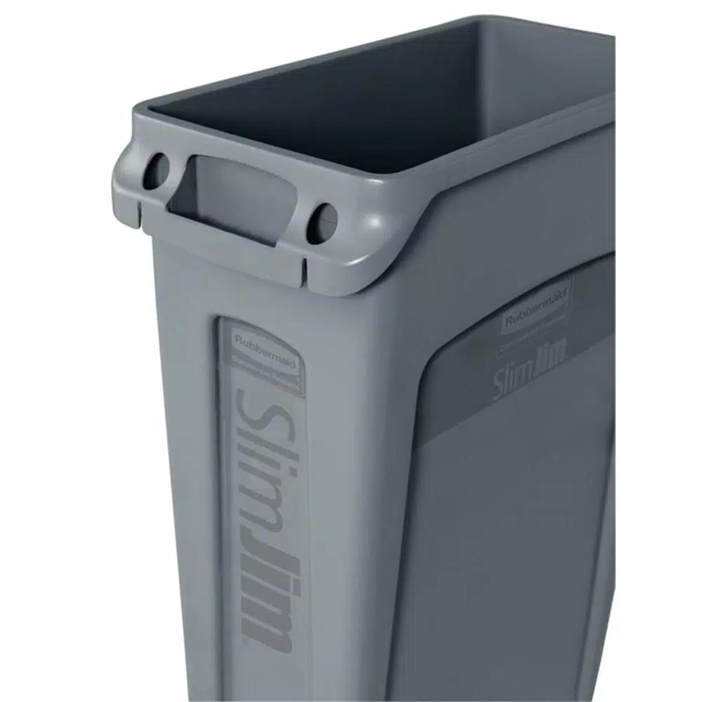 Rubbermaid Commercial Products Slim Jim 23 Gallon Gray Vented Resin Trash Can