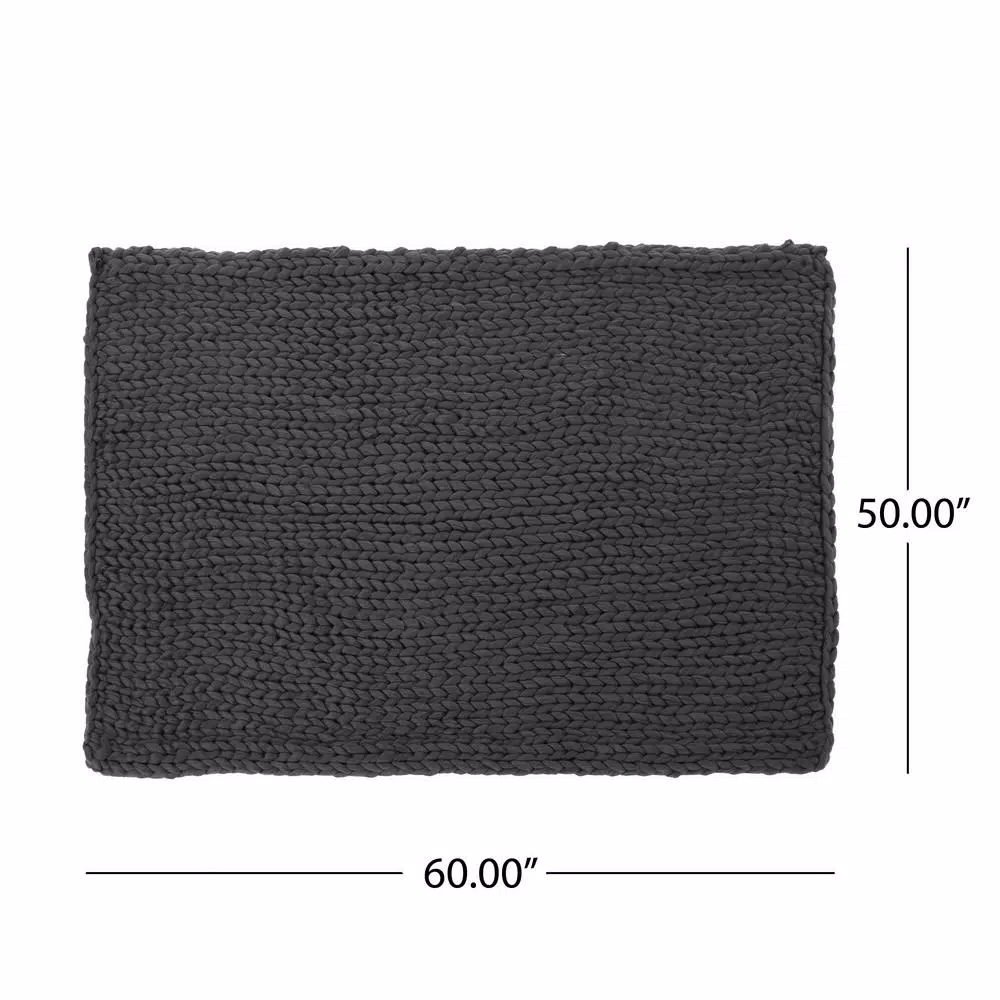 Noble House Marnie Dark Grey Acrylic Throw Blanket, Modern Solid Pattern