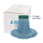 Boardwalk Super Loop Medium Wet Mop Head, 4-Ply Cotton/Synthetic Yarn, Blue, 12/Carton thumbnail 2