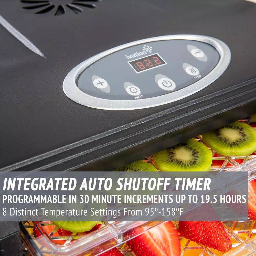 Ivation 9-Tray Electric Food Dehydrator with Digital Timer & Temperature Control, 600W