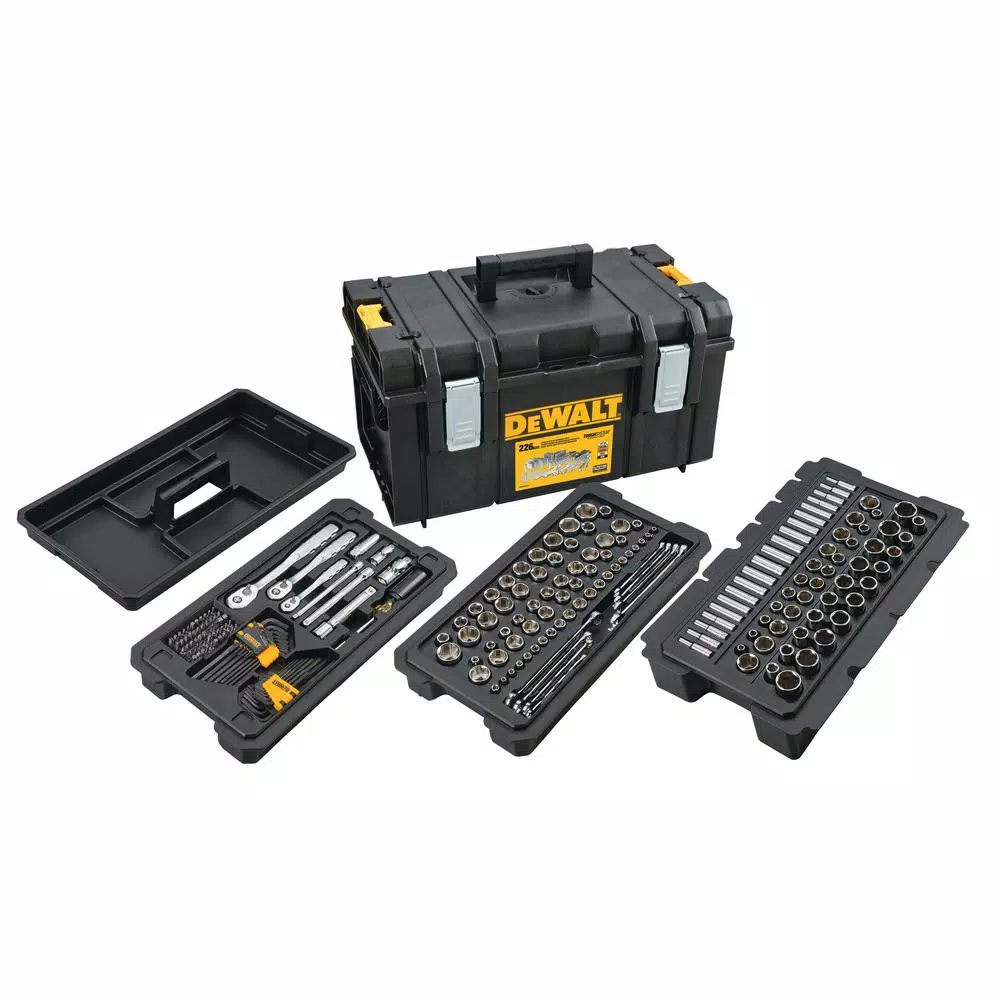 DEWALT 226-Piece Mechanics Tool Set with TOUGHSYSTEM 22 in. Medium, Mobile, and Small Tool Boxes
